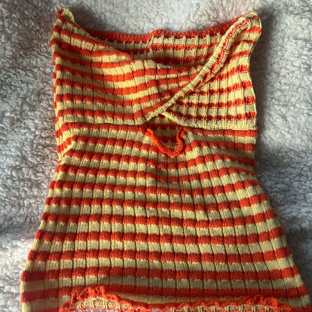 Striped Orange and Yellow Knit Top